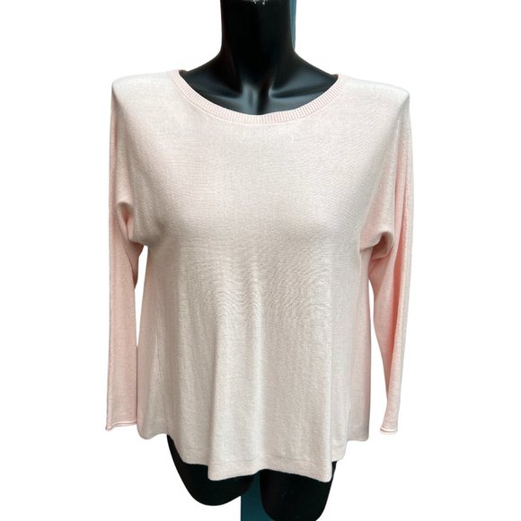 Etcetera Sweater L/Sleeve Split In Back Scoop Neck Pullover Knit  L/Pink Size XS - Picture 1 of 10